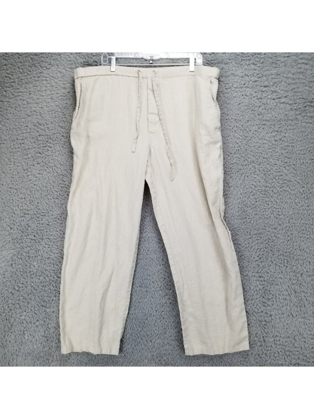 Martin Gordon Pants Womens Large Tan Linen High Rise Drawstring Straight Leg